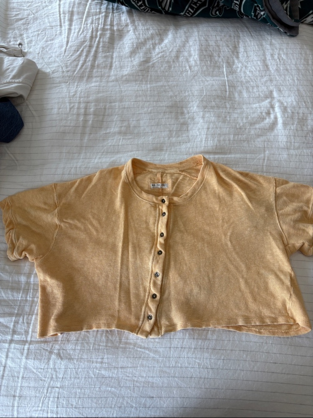 We The Free Cropped Peach Button-Front Top - Picture 2 of 4